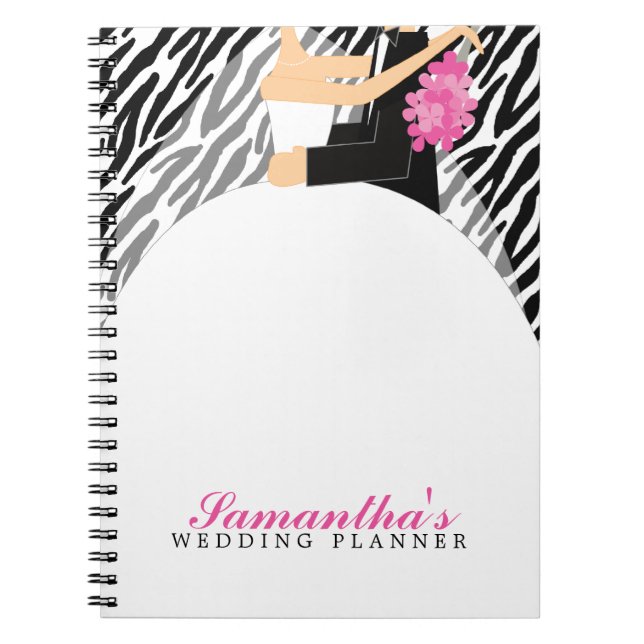 Bride and Groom Custom Wedding Planner {zebra} Notebook (Front)