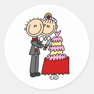Bride and Groom Cut the Cake T-shirts and gifts Classic Round Sticker