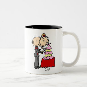 Bride and Groom Cut the Cake T-shirts and gifts Two-Tone Coffee Mug