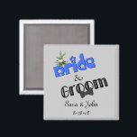 Bride And Groom Cute Wedding Favour  Magnet<br><div class="desc">Bride And Groom in big bold letters save the date wedding favour refrigerator magnet. Replace your information in the template. Make more changes to text and font size, style, and colour by clicking on Customise. This design is available on many products in my gallery. Please visit Smilin' Eyes Treasures to...</div>