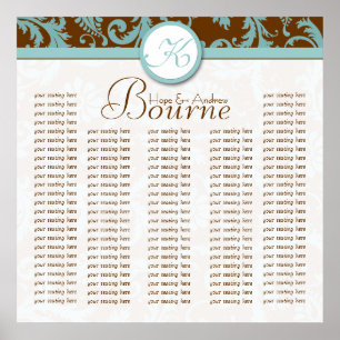 Bride and Groom Damask Seating Chart for Reception