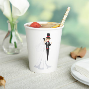 Bride And Groom Dancing Paper Cups