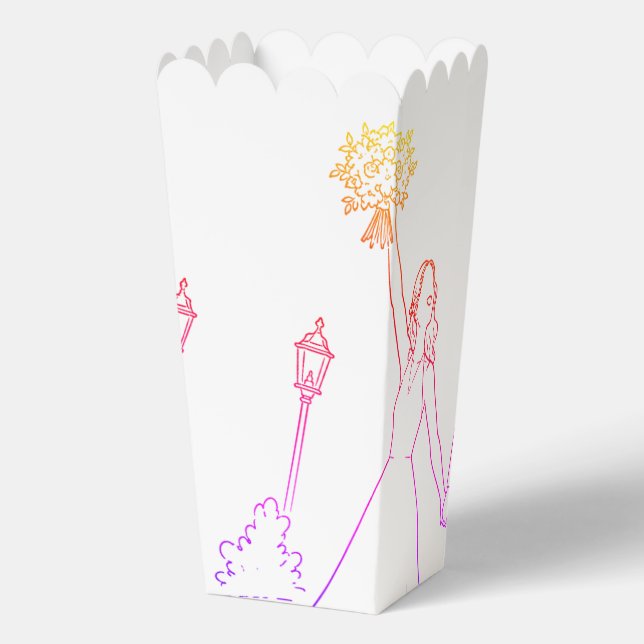 Bride And Groom Doodle Popcorn Favour Bag  Box (Back)