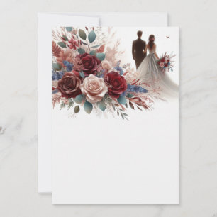 Bride and Groom Elegant Blank Floral Wedding  Invitation