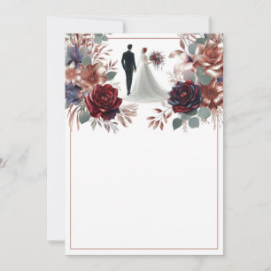 Bride and Groom Elegant Blank Floral Wedding  Invitation