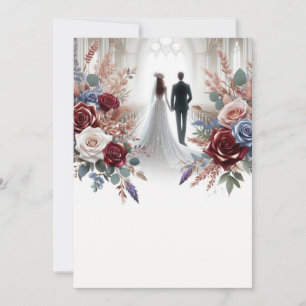 Bride and Groom Elegant Blank Floral Wedding  Invitation
