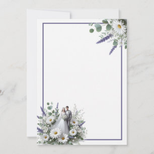 Bride and Groom Elegant Blank Floral Wedding  Invitation