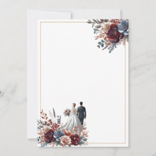 Bride and Groom Elegant Blank Floral Wedding  Invitation