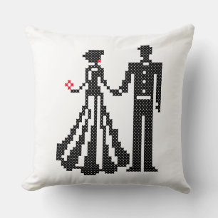 BRIDE AND GROOM ELEGANT CROSS-STITCH DESIGN CUSHION