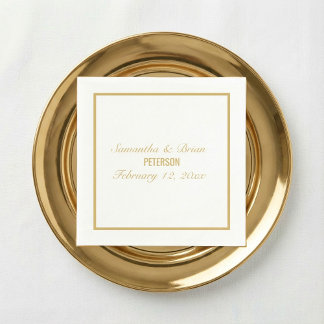 Bride and Groom elegant gold wedding napkin