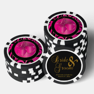 Bride and Groom Elegant Pink Hearts Poker Chips