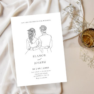 Bride and groom elegant wedding  invitation