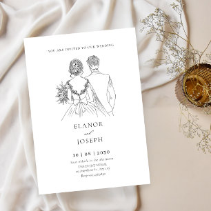 Bride and groom elegant wedding  invitation