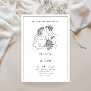 Bride and groom elegant wedding  invitation