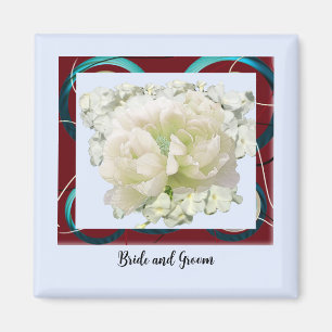 Bride and Groom Floral Wedding Magnet