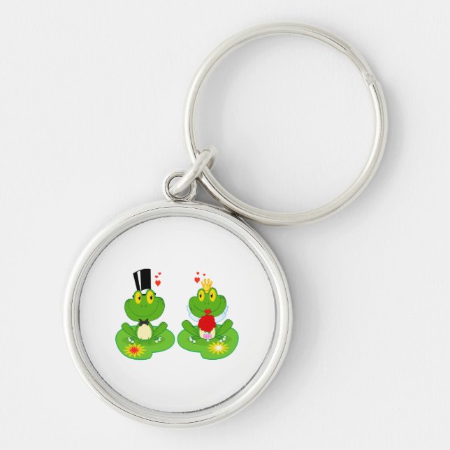 bride and groom froggy frogs key ring (Front)