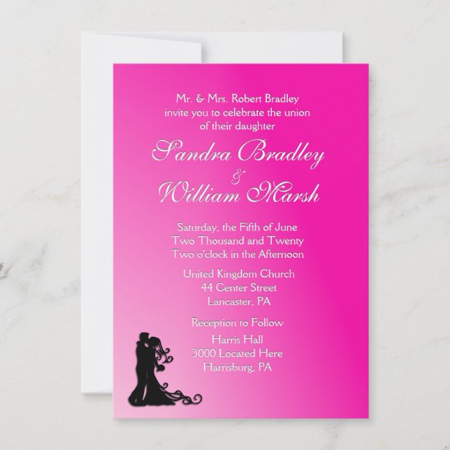 Bride and Groom Fuchsia Invitation (Front)