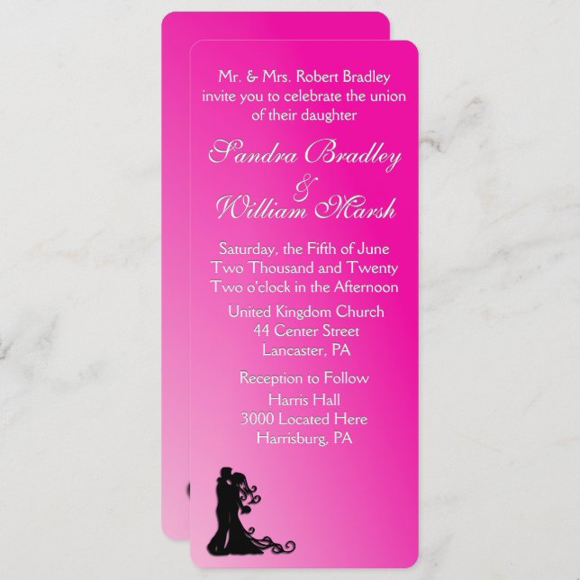Bride and Groom Fuchsia Invitation (Front/Back)