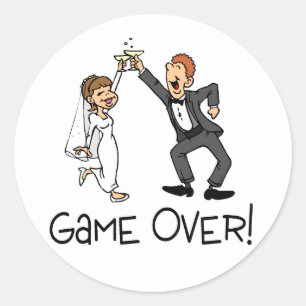 Bride and Groom Game Over Classic Round Sticker