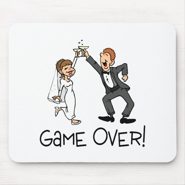 Bride and Groom Game Over Mouse Pad (Front)
