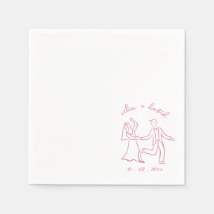 Bride and Groom Hand Drawn wadding Napkin