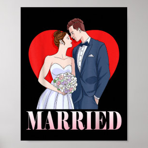 Bride And Groom Happy Wedding Married Couple Poster