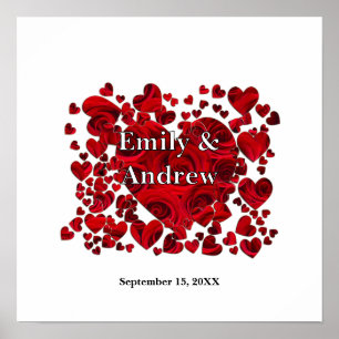 Bride and Groom Heart Roses Print