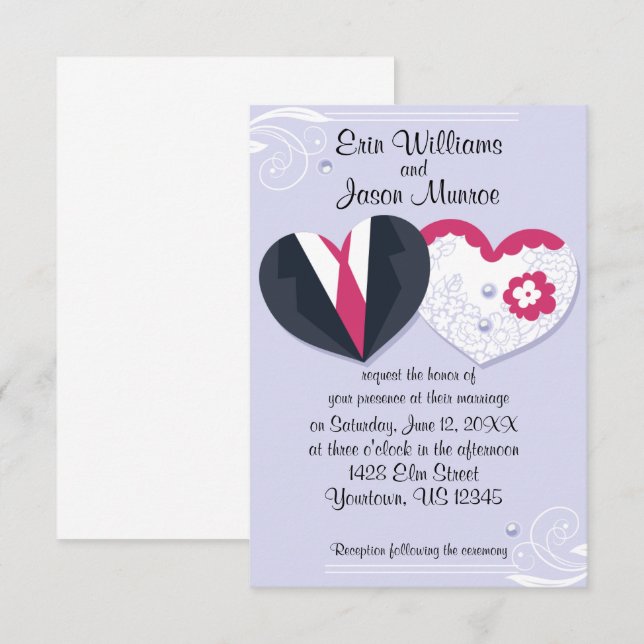 Bride and Groom Hearts Invitation (Front/Back)