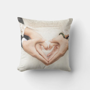 Bride and Groom Holding Hands Cushion