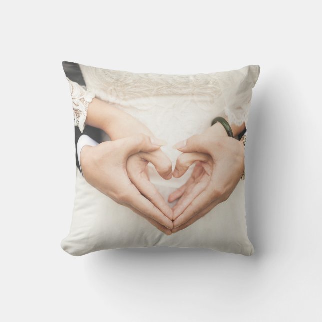 Bride and Groom Holding Hands Cushion (Front)