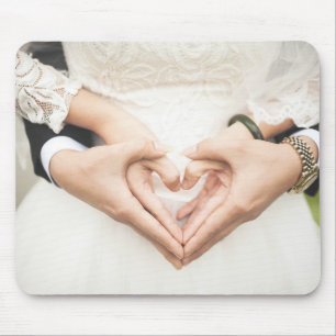 Bride and Groom Holding Hands Mouse Pad