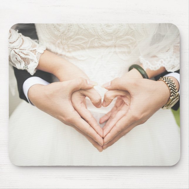 Bride and Groom Holding Hands Mouse Pad (Front)