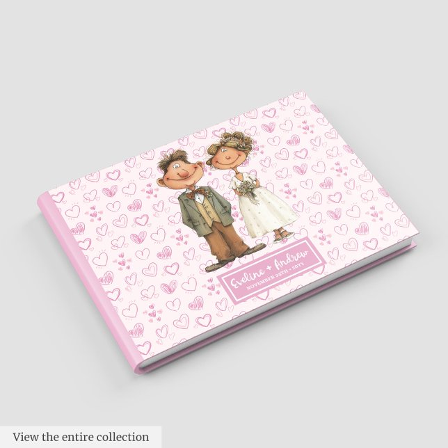Bride and Groom Humour Wedding Guest book (Custom Funny Cartoon Wedding Couple Guest book)