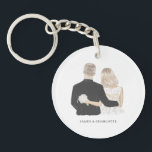 Bride and Groom Illustration Key Ring<br><div class="desc">This cute couple keyring features an illustration of bride & groom. For more advanced customisation of this design,  e.g. changing layout,  font or text size please click the "CUSTOMIZE" button above. Please contact me for any questions!</div>