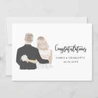 Bride and Groom Illustration Wedding Card