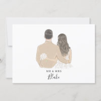 Bride and Groom Illustration Wedding Card