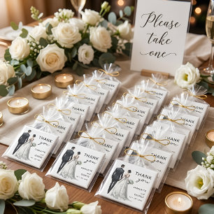 Bride and Groom Illustration Wedding Favours Magnet