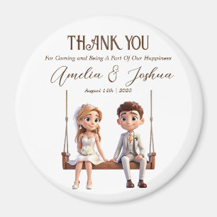 Bride and Groom Illustration Wedding Favours Magnet
