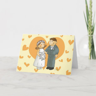 bride and groom in heart card