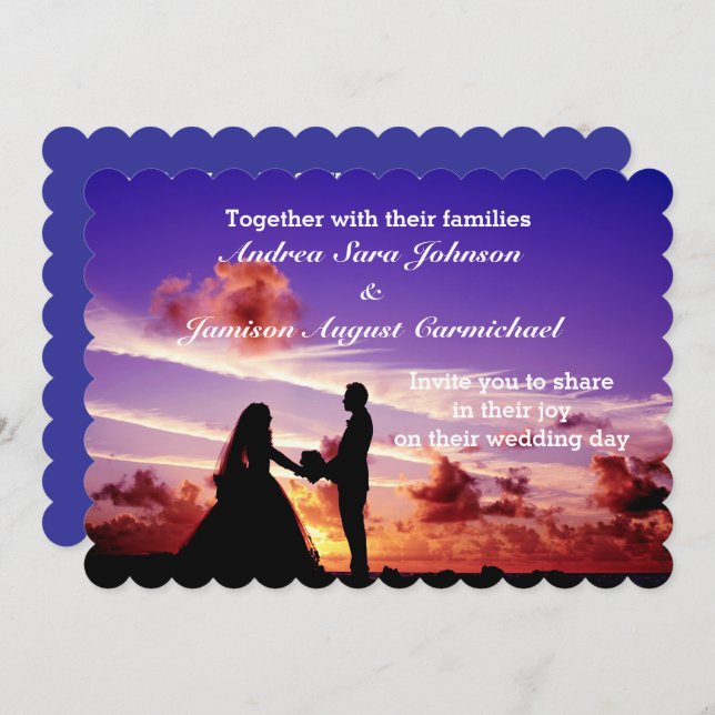 Bride and Groom in Sunset Wedding Invitation (Front/Back)