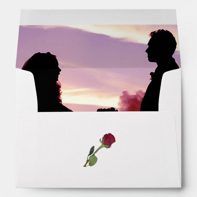 Bride and Groom in Sunset Wedding Invite Envelope (Back (Bottom))