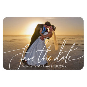Bride and groom in the beach,save the date, custom magnet