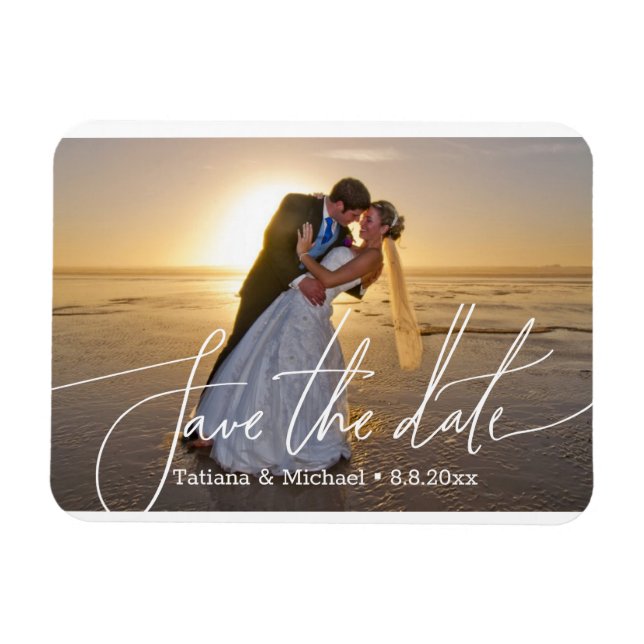Bride and groom in the beach,save the date, custom magnet (Horizontal)