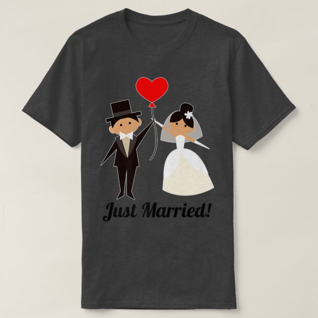 Bride and Groom Just Married  T-Shirt (Design Front)