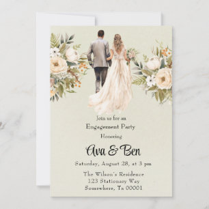 Bride and Groom Light Green Engagement Party Invitation