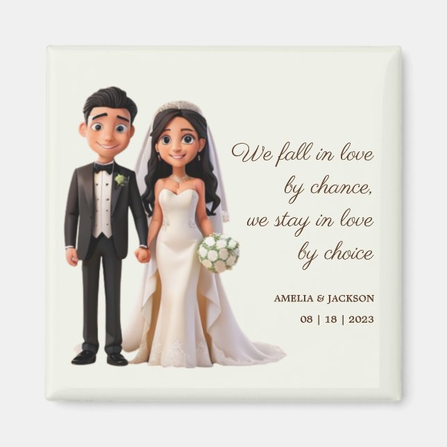 Bride and Groom Love Quotes Wedding Favours Magnet (Front)