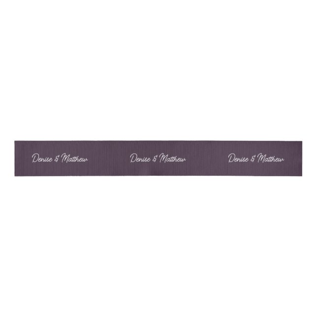 Bride and Groom Midnight Plum   Grosgrain Ribbon (Front)