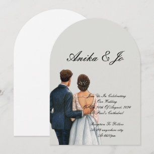 bride and groom modern wedding invitation