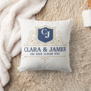 Bride And Groom Monogram Names Elegant Weeding Cushion