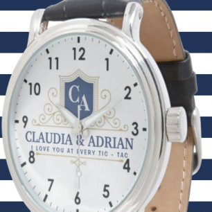  Bride And Groom Monogram Names Weeding gift Watch